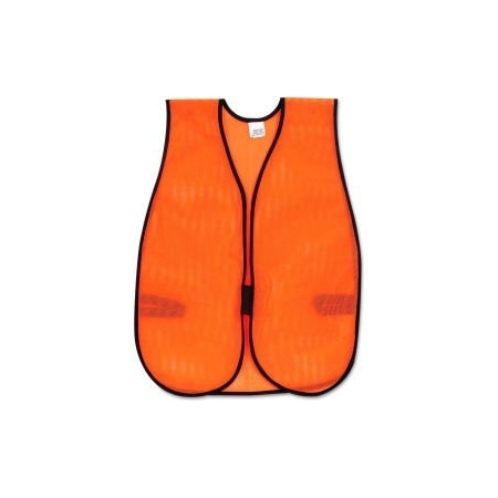 Mcr Safety MCR V201 Safety Vest, Polyester Mesh, Hook Closure, Orange, One Size V201